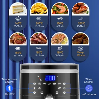 Aigostar 30IBT Airfryer XXL 7L Zwart