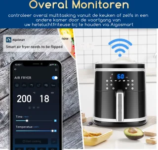 Aigostar Cube Smart 30XQF Heteluchtfriteuse 7L Zwart