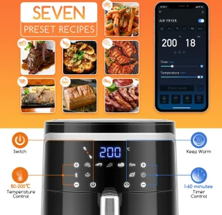 Aigostar Cube Smart Airfryer XXL 7L Zwart
