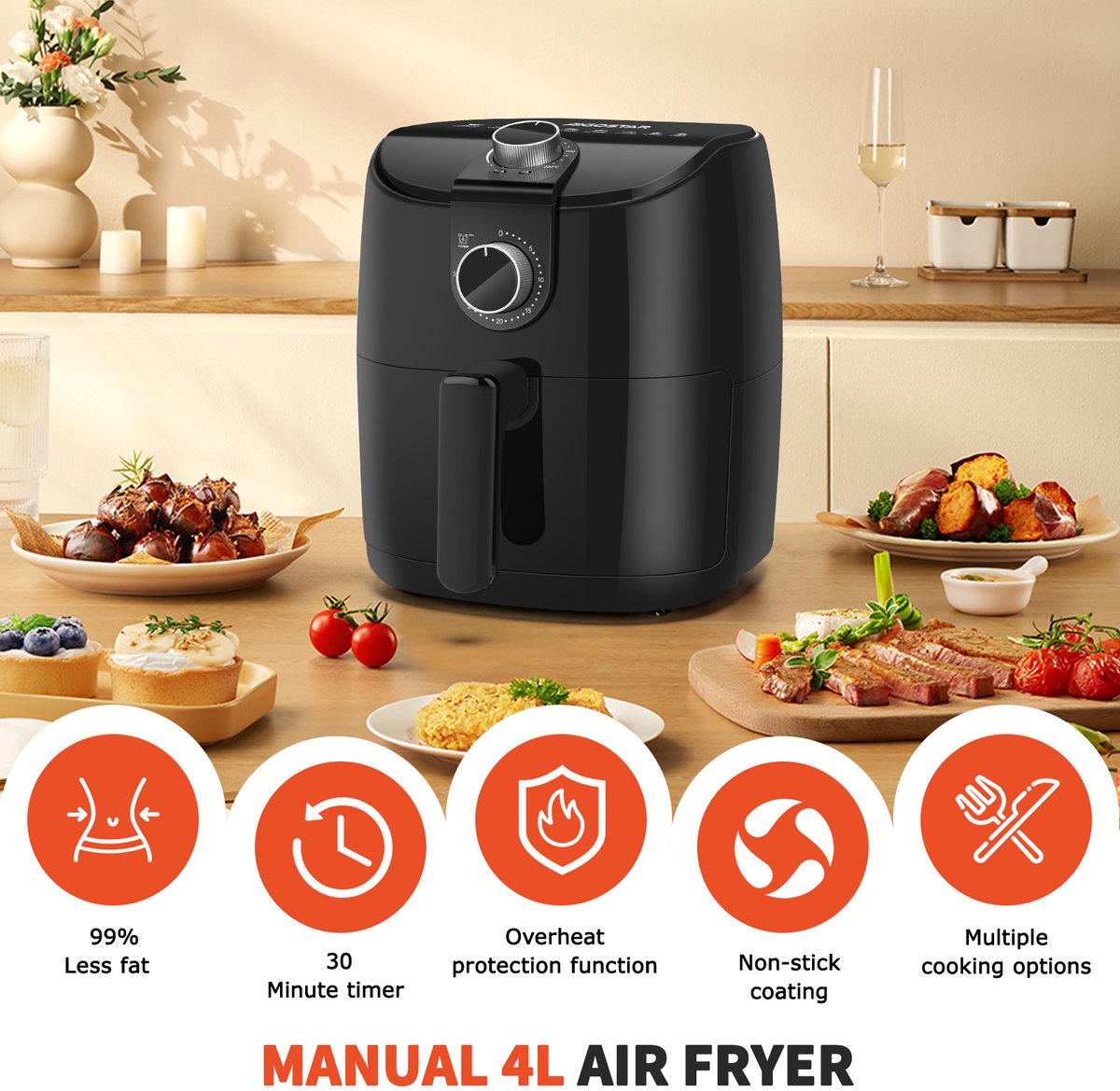 Wat vinden we goed aan de Aigostar Heteluchtfriteuse 4L 1500W Zwart