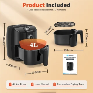 Aigostar Heteluchtfriteuse 4L 1500W Zwart
