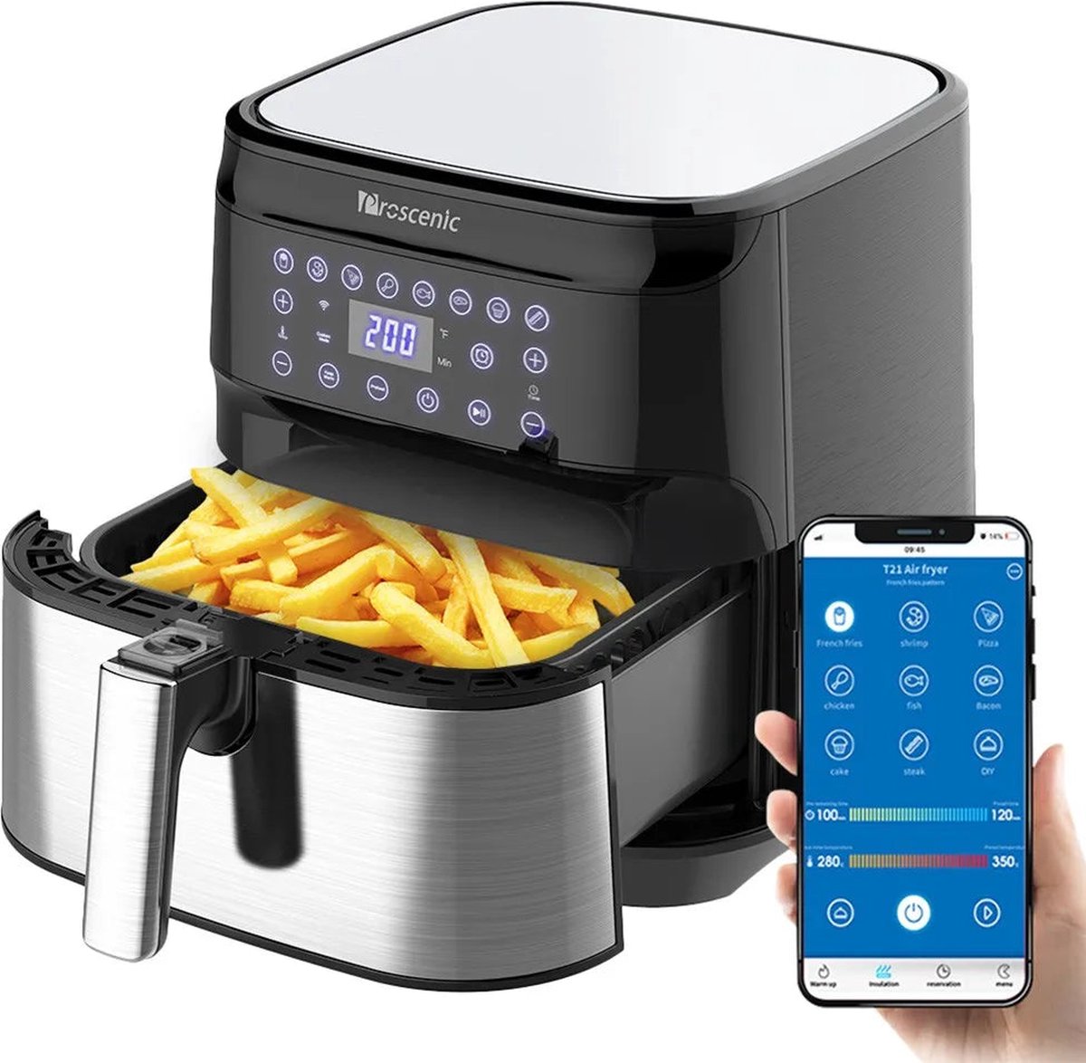 Air Fryer Oven 5.5L 1700W Zwart