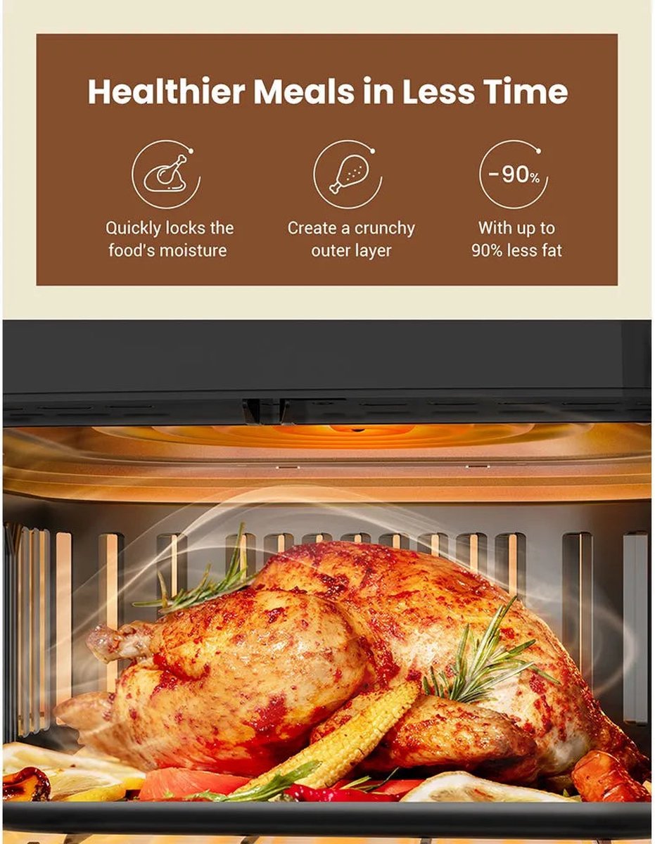 Air Fryer Oven 5.5L 1700W Zwart