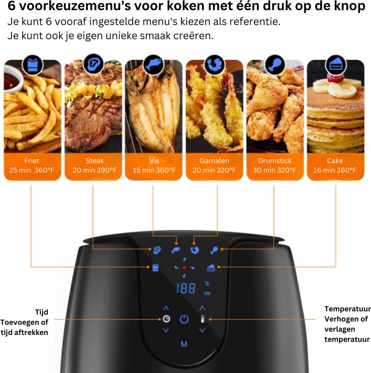 Airfryer 3.5L 1500W LED Touchscreen