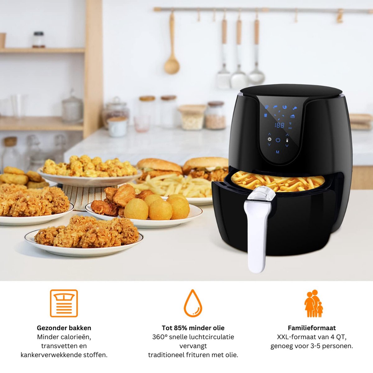 Airfryer 3.5L 1500W LED Touchscreen