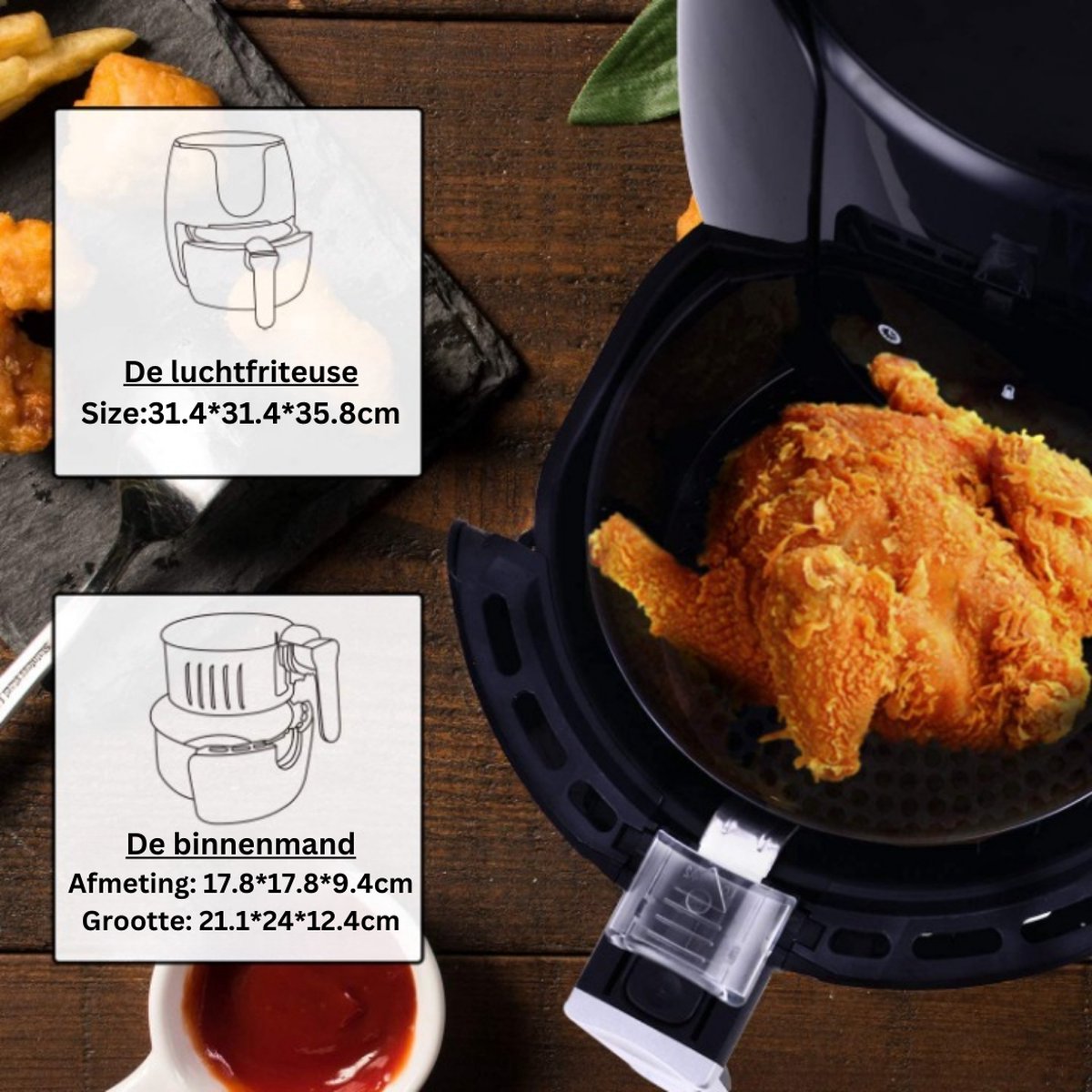 Airfryer 3.5L 1500W LED Touchscreen