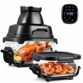 Airfryer 4L & 1,7L - Heteluchtfriteuse met 2 glazen schalen