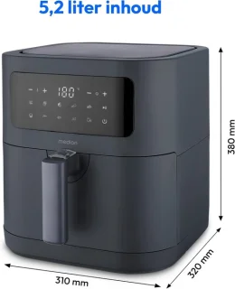 Airfryer 5,2 liter heteluchtfriteuse matgrijs