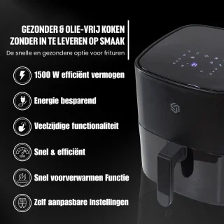 Airfryer 5.5L Touchscreen 1500W Zwart