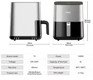 Airfryer 5L Elektrische Friteuse Zwart