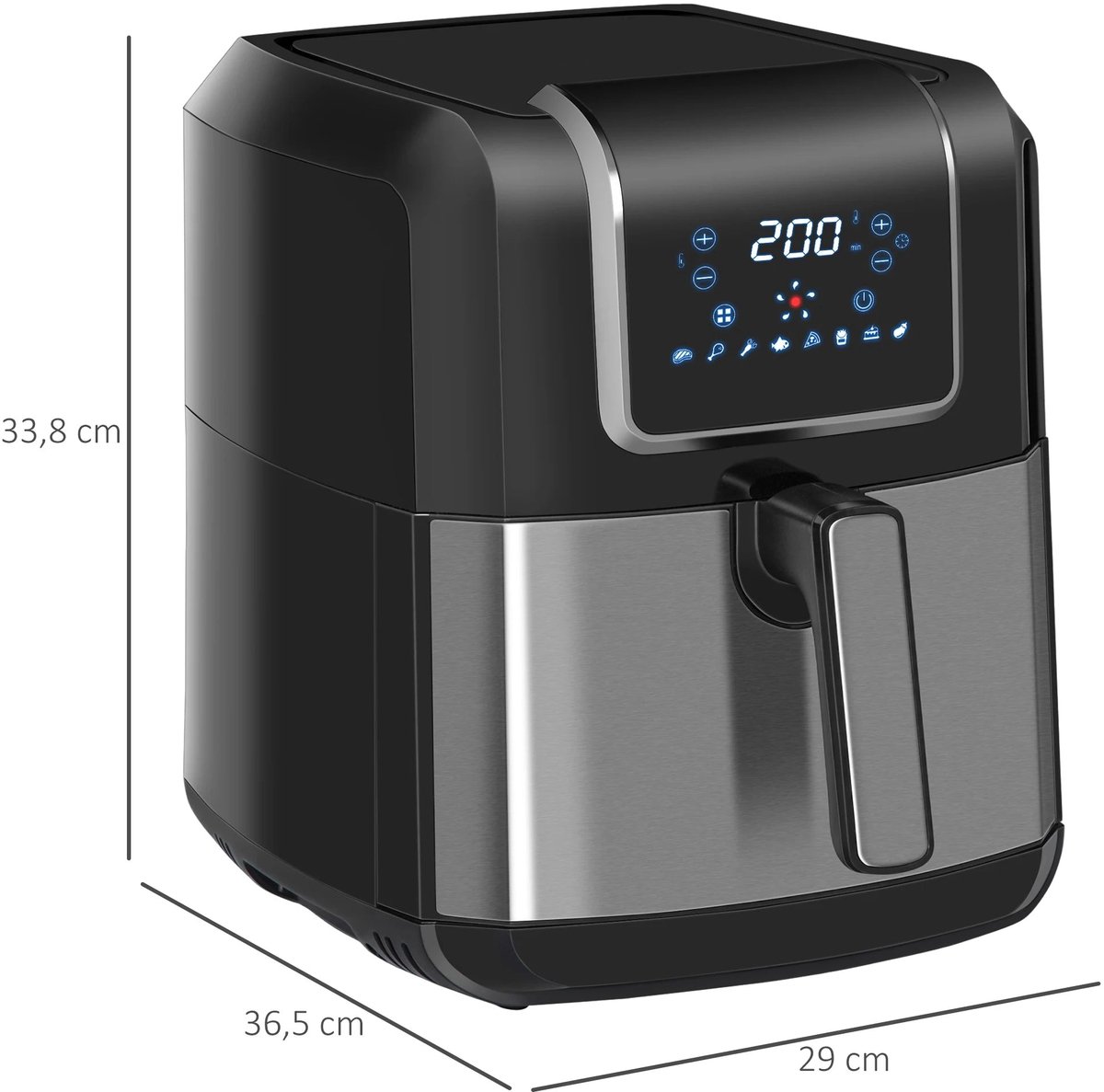 Airfryer 6.5L 1700W LED-Touchscreen Zwart/Grijs