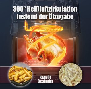 Airfryer 6L Zwart 1700W LED Display