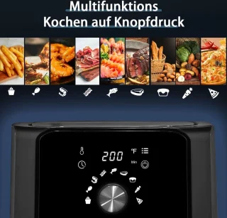 Airfryer 6L Zwart 1700W LED Display