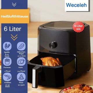 Airfryer 6L Zwart 1700W LED Display