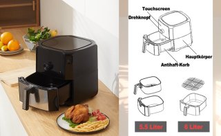 Airfryer 6L Zwart 1700W LED Display