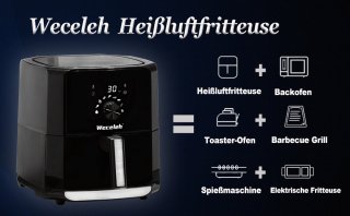 Airfryer 6L Zwart 1700W LED Display
