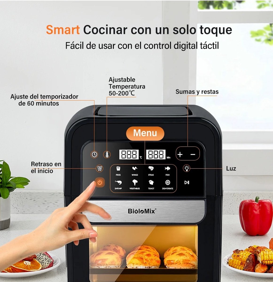 Wat vinden we goed aan de Airfryer 7L RVS Zwart Touchscreen 1400W