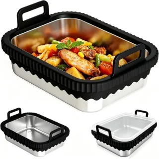 Airfryer accessoires voor COSORI en Ninja heteluchtfriteuses, roestvrij staal, zwart