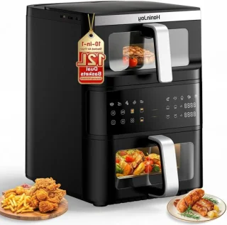 Airfryer dubbele mand 4+8 liter zwart