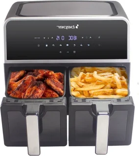 Airfryer dubbele mand 9 liter zwart