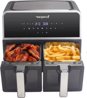 Airfryer dubbele mand - 9 liter - zwart