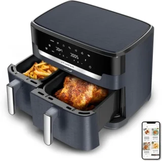 Airfryer dubbele mand heteluchtfriteuse XXL 11 liter zwart