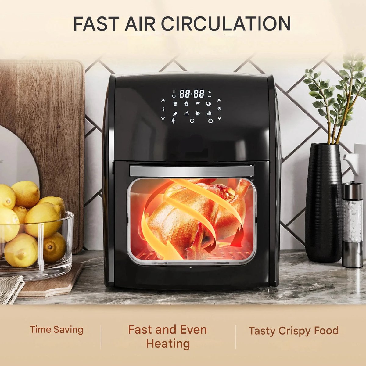 Airfryer Heteluchtfriteuse 12L 1800W Zwart