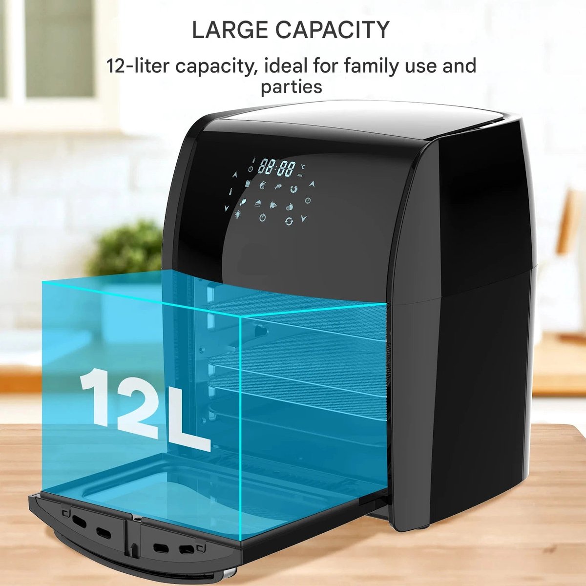 Airfryer Heteluchtfriteuse 12L 1800W Zwart