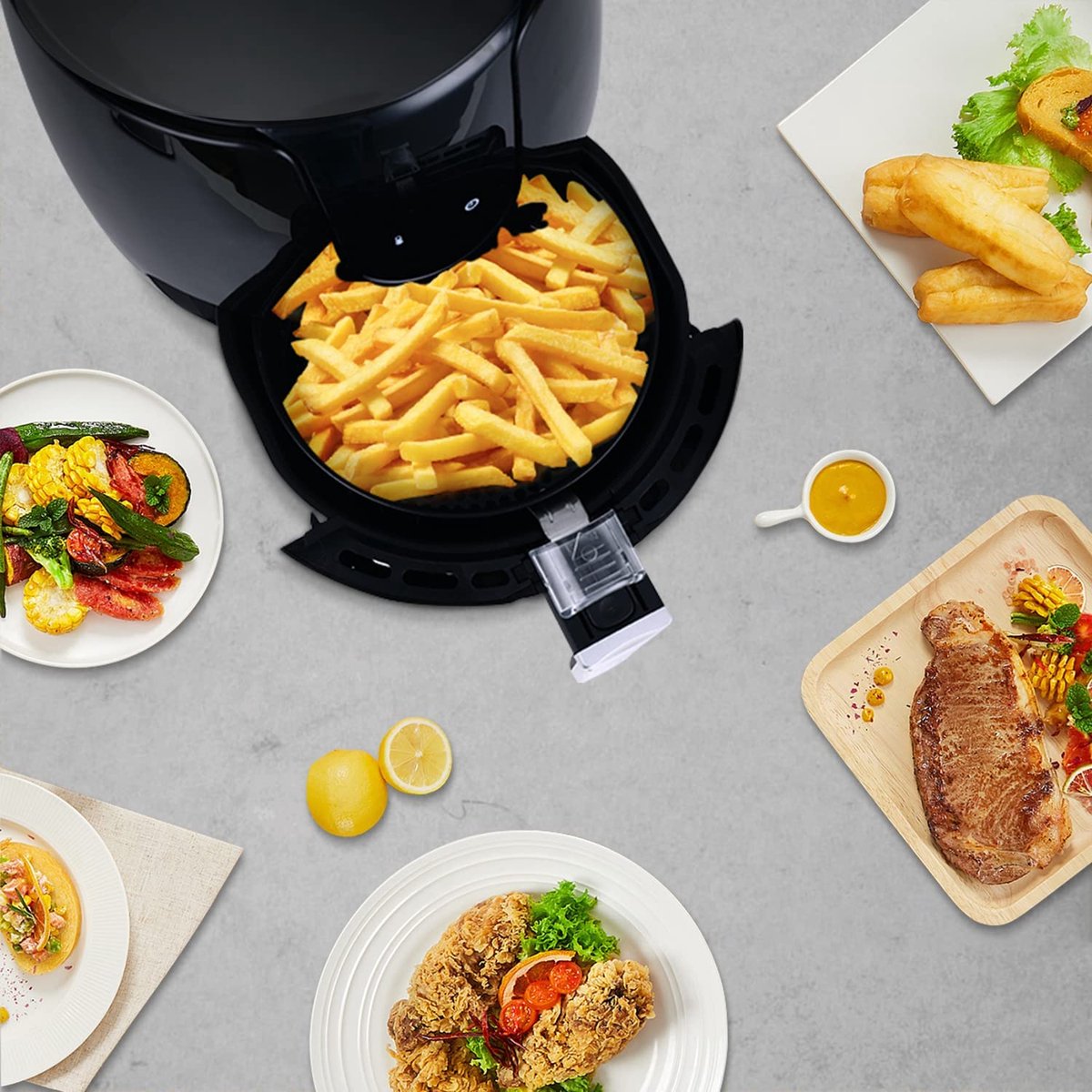 Airfryer Heteluchtfriteuse 1500W LED Touchscreen 6 Programma's