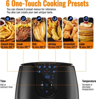 Airfryer Heteluchtfriteuse 1500W LED Touchscreen 6 Programma's
