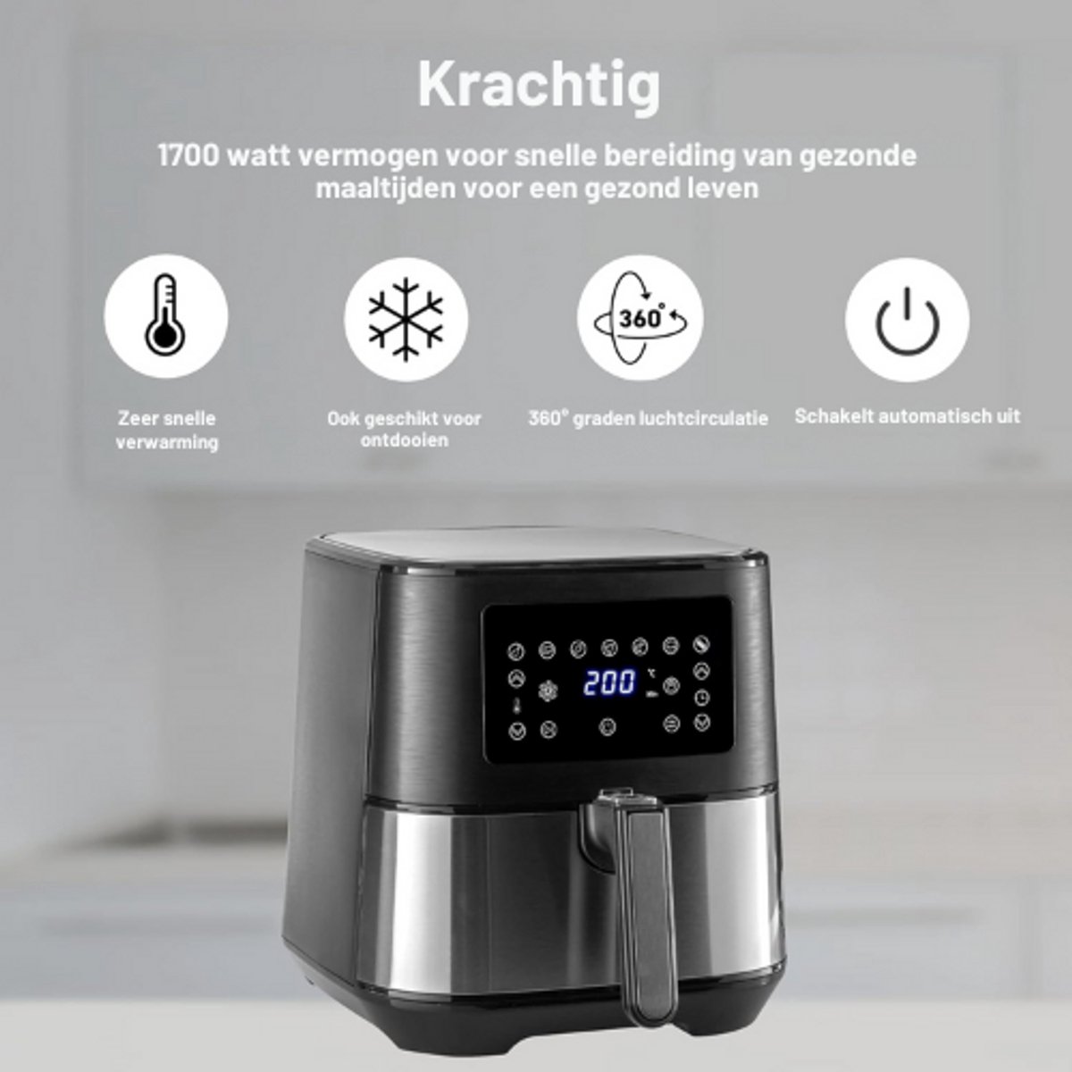Airfryer Heteluchtfriteuse 8 Programma's Timer Temperatuur