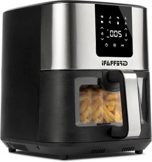 Airfryer heteluchtfriteuse 9 liter staal zwart