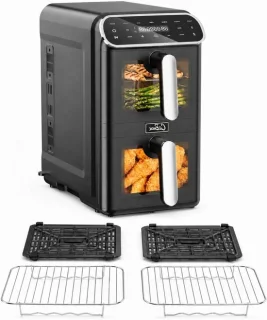 Airfryer heteluchtfriteuse dubbele kamer 11 liter zwart