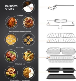 Airfryer – Heteluchtfriteuse – Friteuse – Heteluchtoven – Gezond Koken – 23L XXL Inhoud – Dual-Zone Met Koekprogramma’s & Verlichting