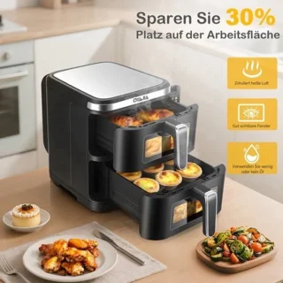 Airfryer heteluchtfriteuse met dubbele mand