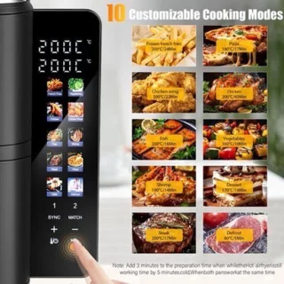 Airfryer heteluchtfriteuse met dubbele mand en lade