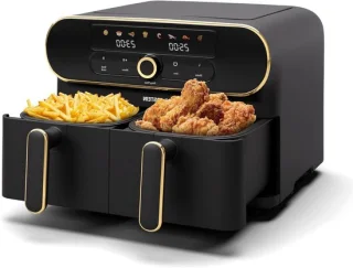 Airfryer met 2 lades - zwart goud