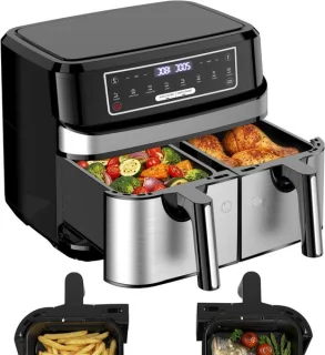 Airfryer met dubbel compartiment