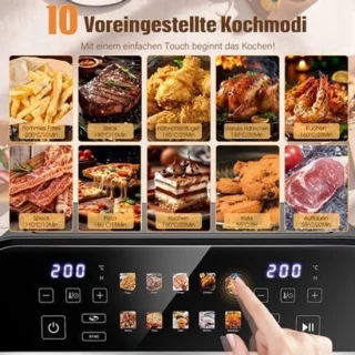 Airfryer met dubbele mand, 10,5 liter