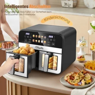 Airfryer met dubbele mand, 10,5 liter