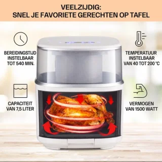 Airfryer met stoomfunctie - 7,5 liter - crème