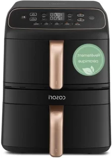 Airfryer met twee manden - heteluchtfriteuse compact - zwart