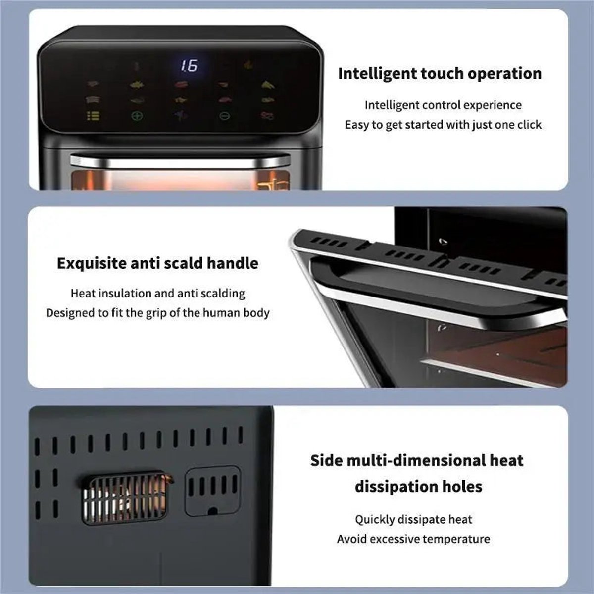 Airfryer Oven 12L 1350W LED Touchscreen Zwart