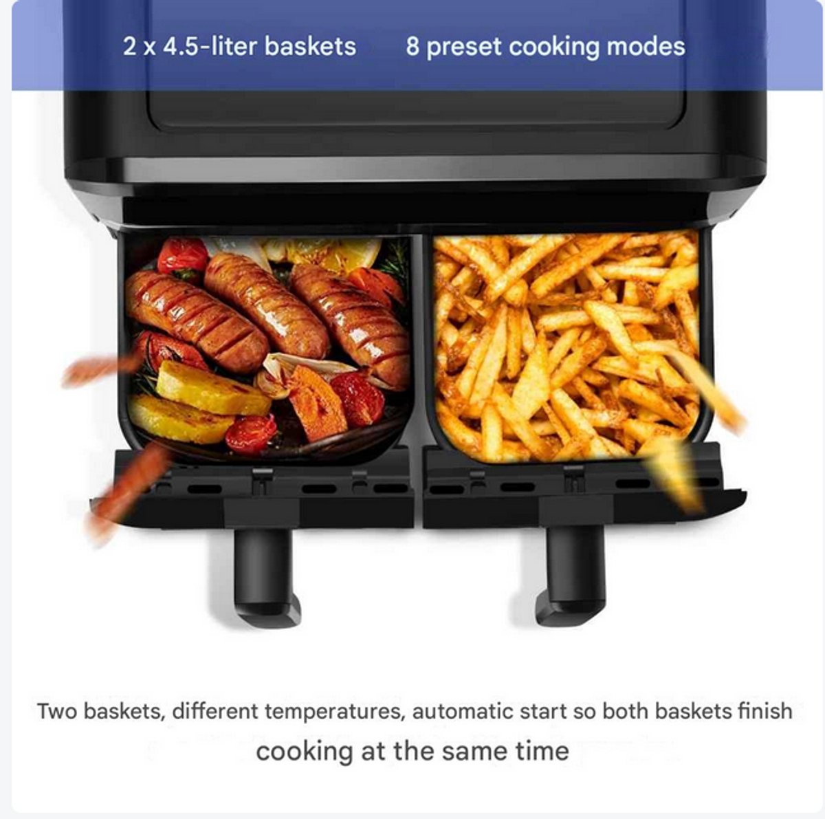 Airfryer Oven 15L Dubbele Mand Zwart