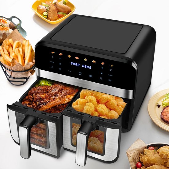 Airfryer Oven 15L Dubbele Mand Zwart