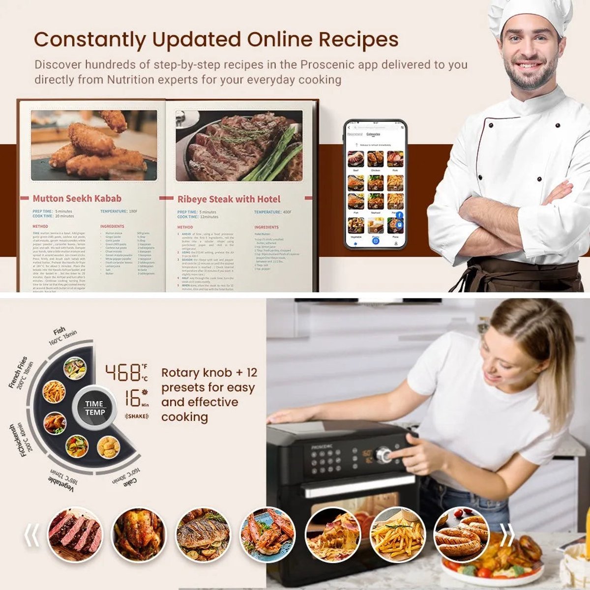 Airfryer Oven 15L LED Touchscreen Zwart