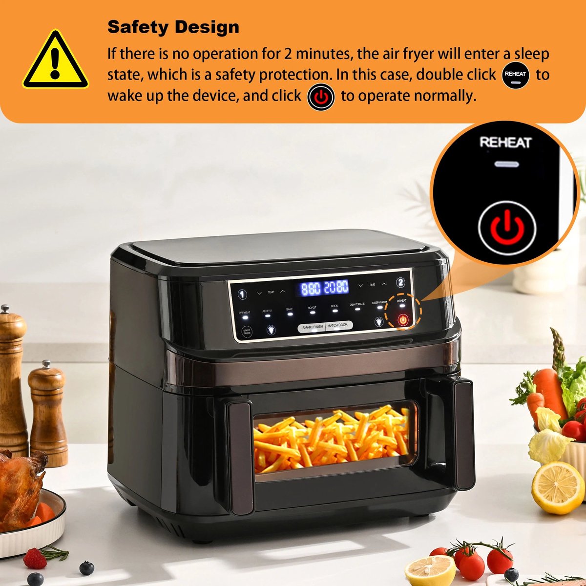 Airfryer Oven XXL 12L Dubbele Kookkamer 2000W Zwart