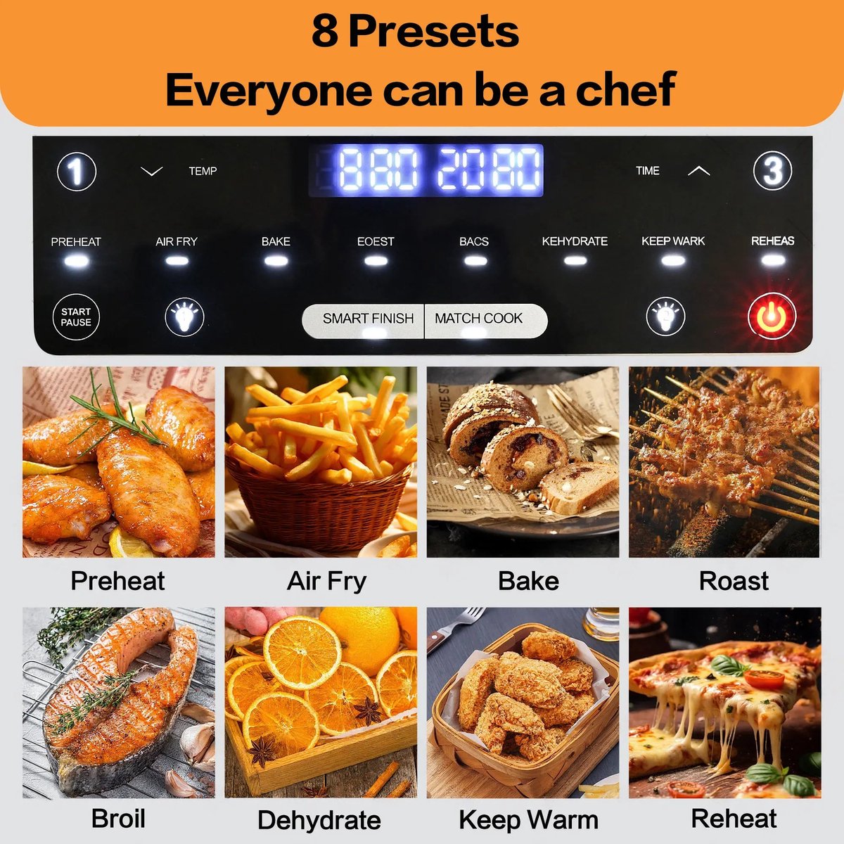 Airfryer Oven XXL 12L Dubbele Kookkamer 2000W Zwart