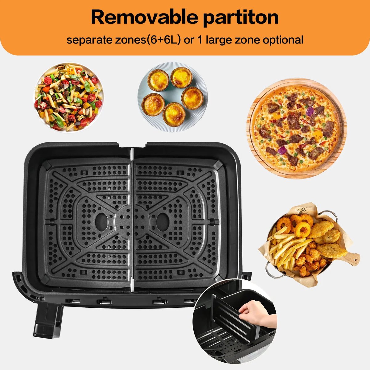 Airfryer Oven XXL 12L Dubbele Kookkamer 2000W Zwart