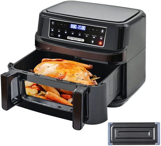 Airfryer Oven XXL 12L Dubbele Kookkamer 2000W Zwart